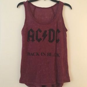 AC/DC High Low Acid Wash Tank Top